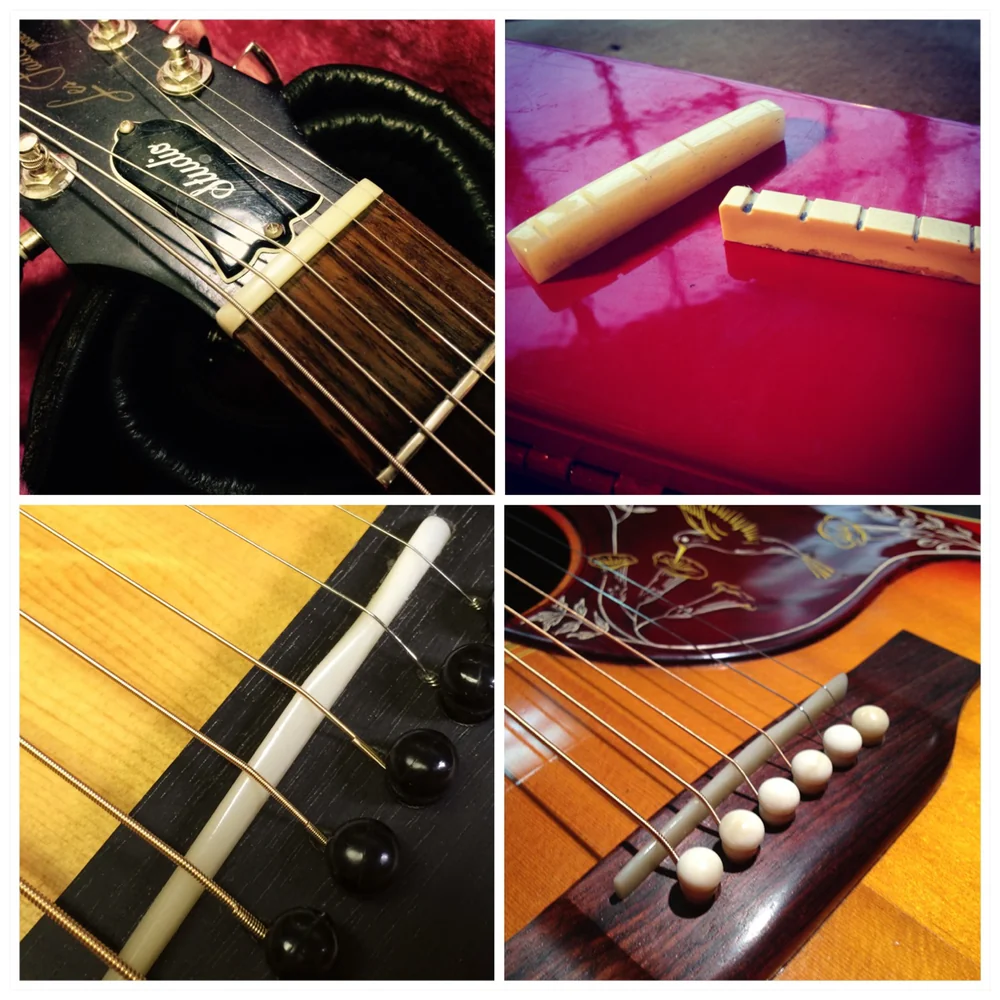 Hand-fitted bone nuts and acoustic guitar saddles